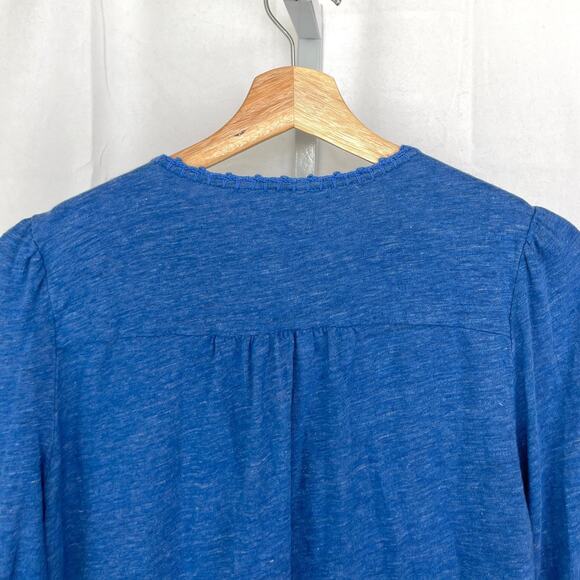 J. MCLAUGHLIN Tassel Tie V Neck Pullover Top Linen Knit Blue Size XS - Picture 6 of 9
